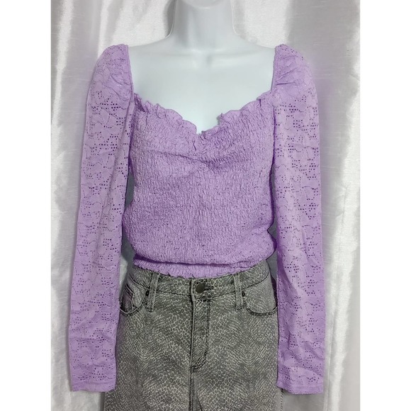 ROMANTIC VENUS Purple Blouse Sexy Lilac Lace Top - Picture 2 of 9